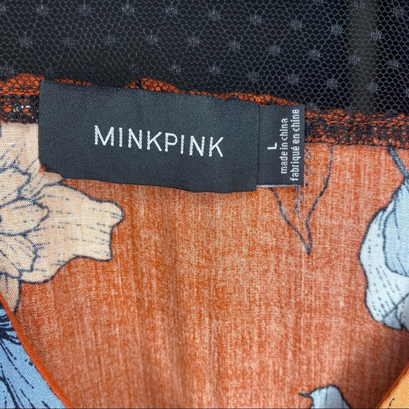 MinkPink Floral Print Vintage Style Lace Inset Maxi Dress L - Picture 8 of 8